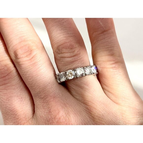 Chunky 360 degree Multi Gemstoned Vintage Sterling Silver Style Ring - sz 5.75 - Picture 8 of 10